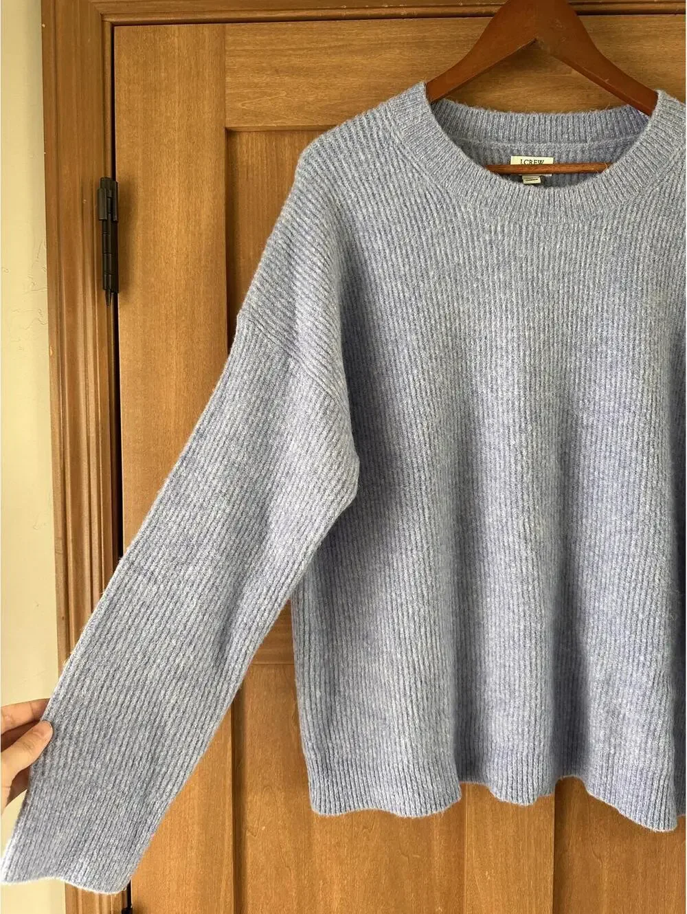 J.Crew Extra Soft Wool Blend Crewneck Pullover Sweater Blue Women’s size Large